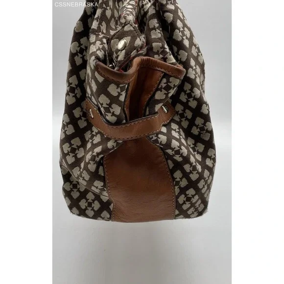 Kate Spade Brown/Cream/Scarlet Canvas, Leather Hobo Bag - Picture 3 of 12